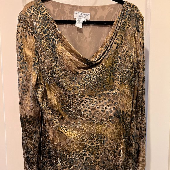 Papell Boutique Tops - Adrienne Papell Evening silky, beaded blouse - size 1x